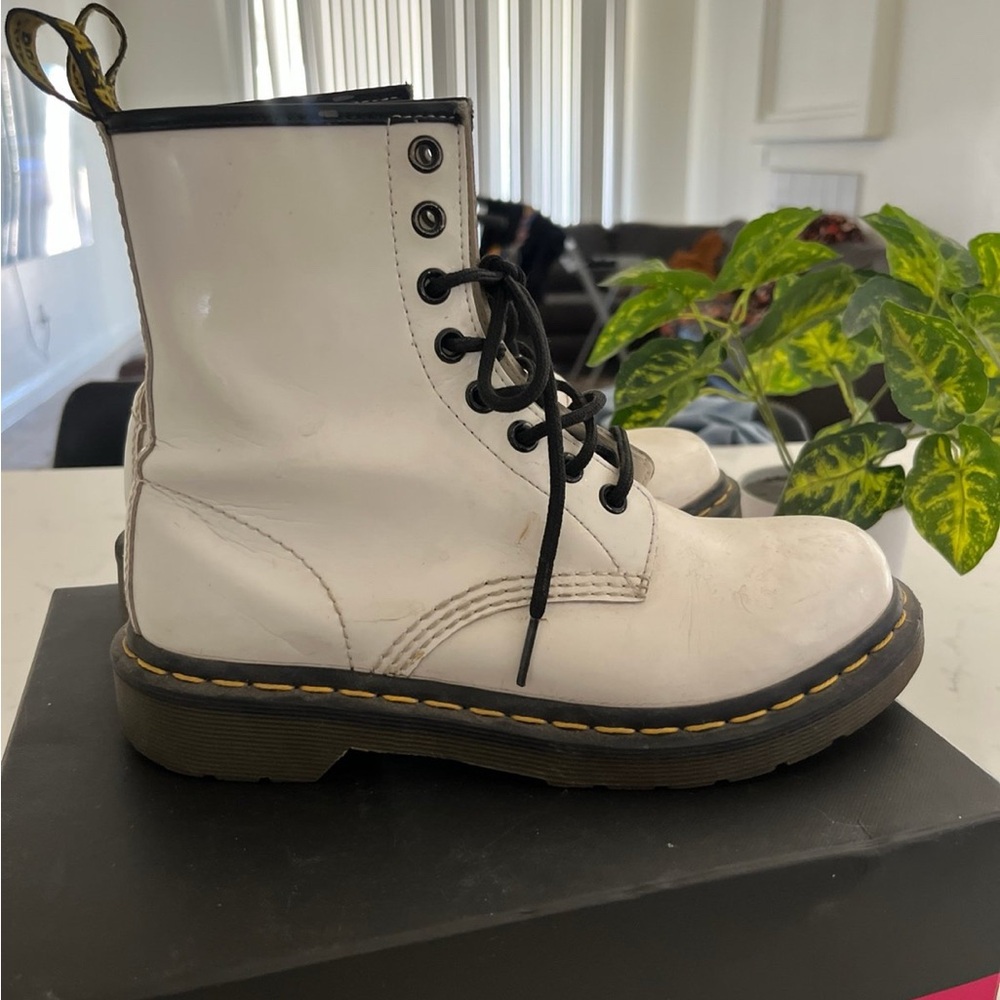 Dr. Martens White Lace Up Boots
